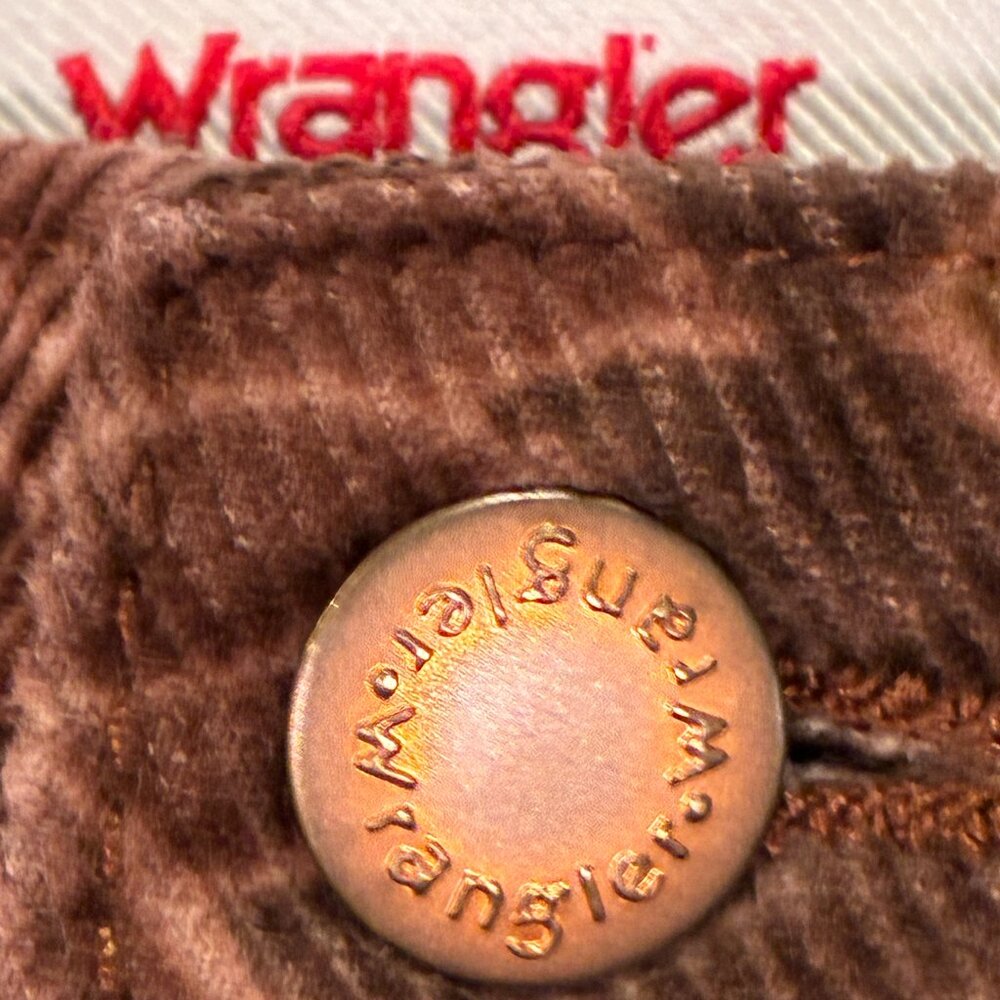 WRANGLER "Fierce Flare" Hi-Rise Floral Cords Flare/Bell Jeans Brown/Tan Women 14 - Picture 11 of 14